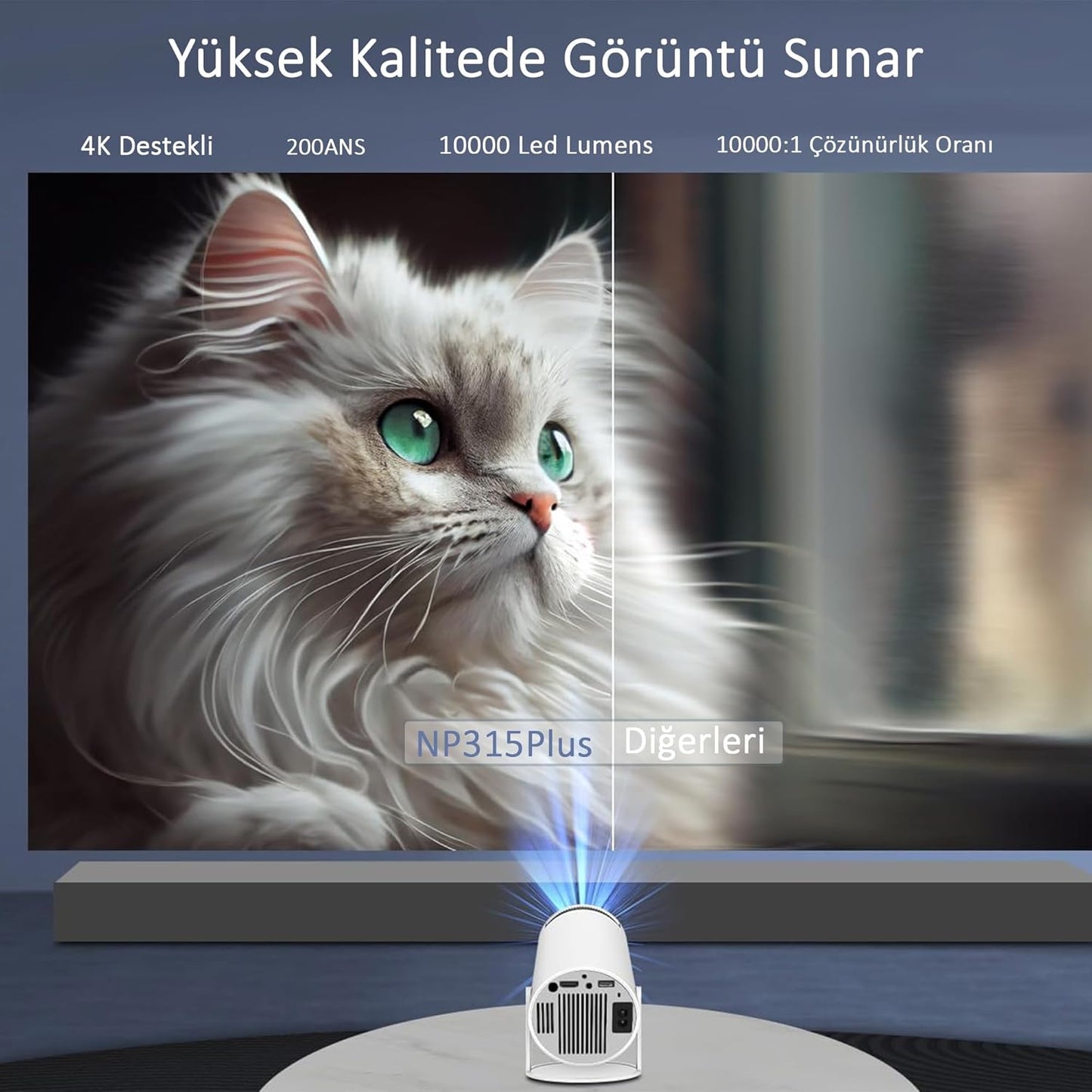 Taşınabilir Sinema Projeksiyon Cihazı Bluetooth Destekli